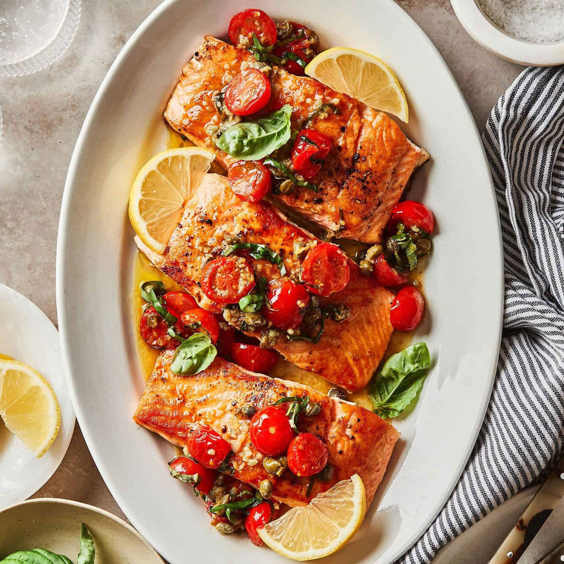 Salmon with Tomato Lemon Sauce